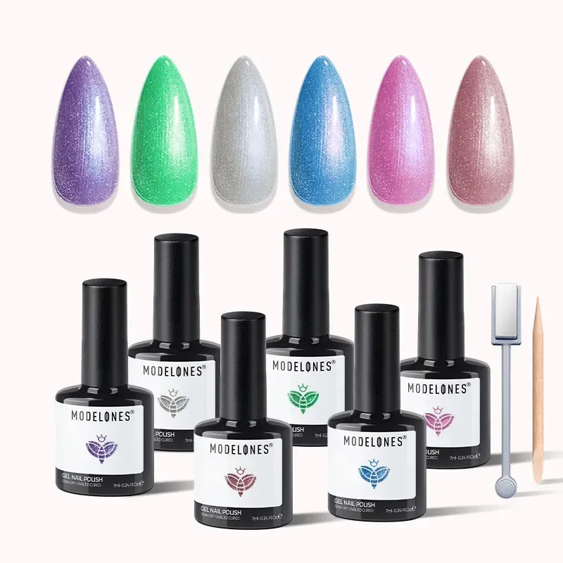 Modelones Lunar Whorl gellack set 6 färger cat eye