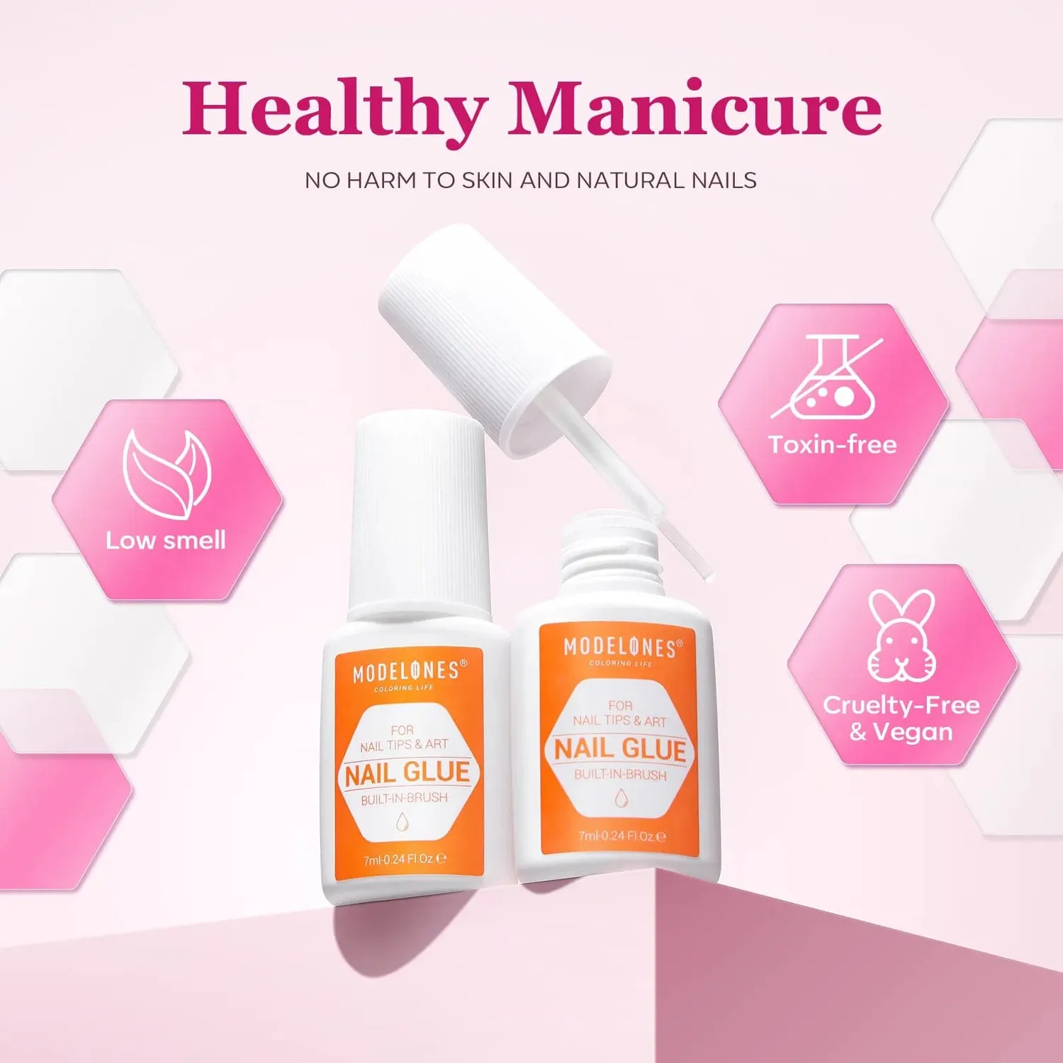 Modelones Built-in Brush Nail Glue Duo nagellim 2-pack pensel