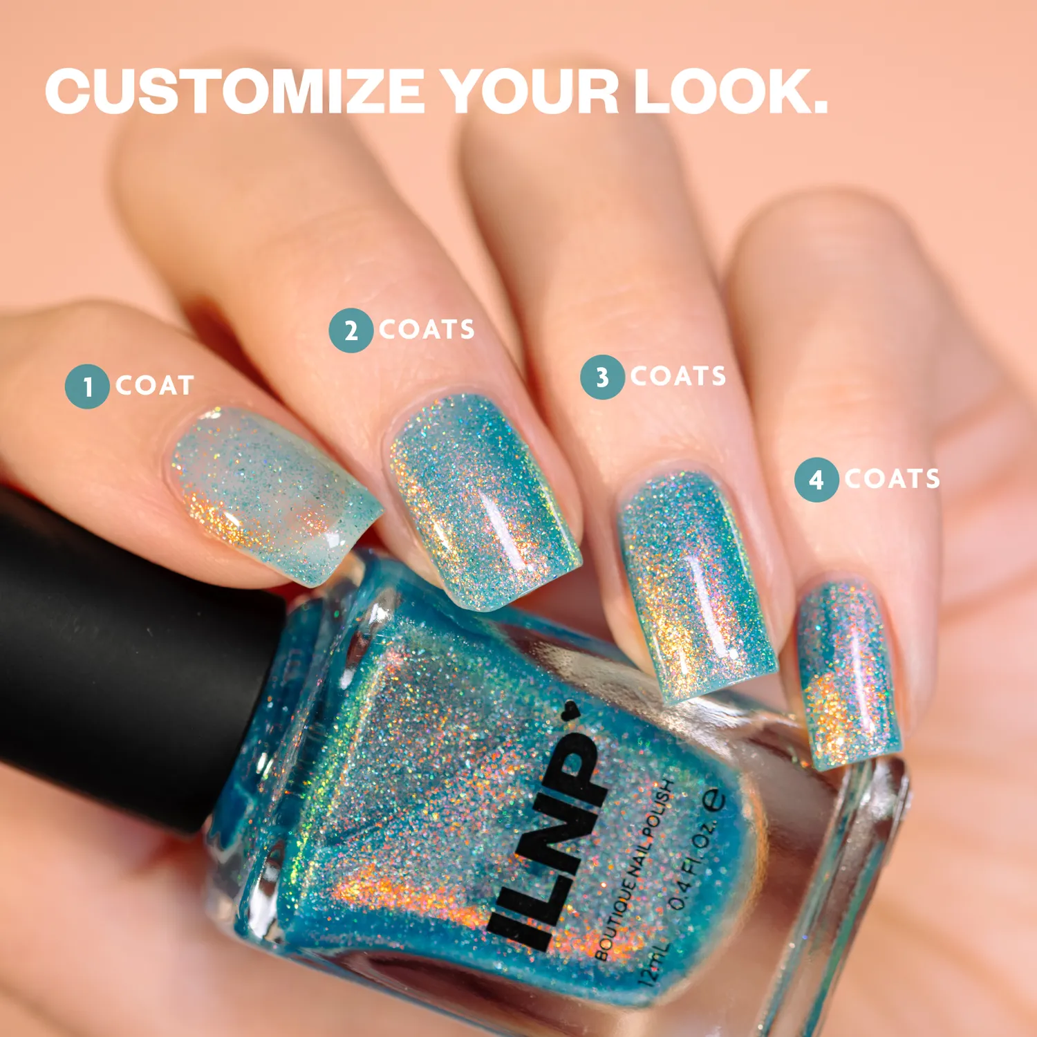 ILNP Wavelength nagellack aqua holografisk shimmer