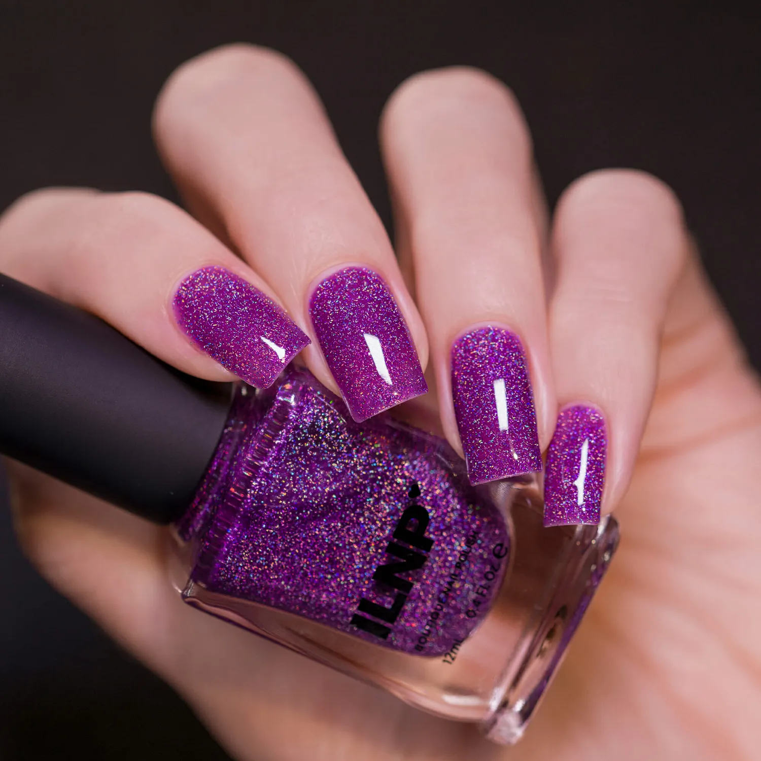 ILNP Splashed Unforgettable nagellack lila holografisk jelly