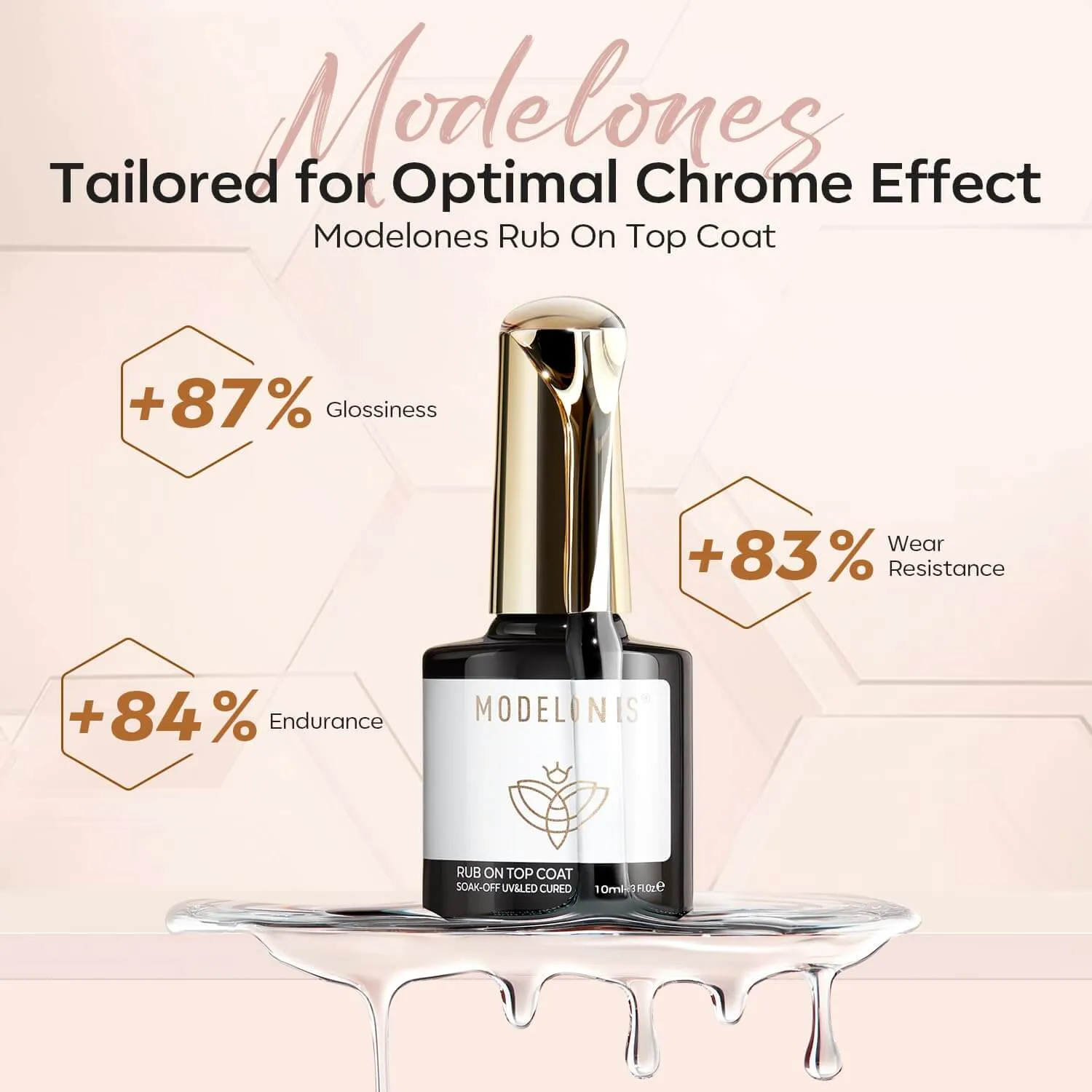 Modelones Chrome Powder Top Coat gellack 10 ml spegelglans