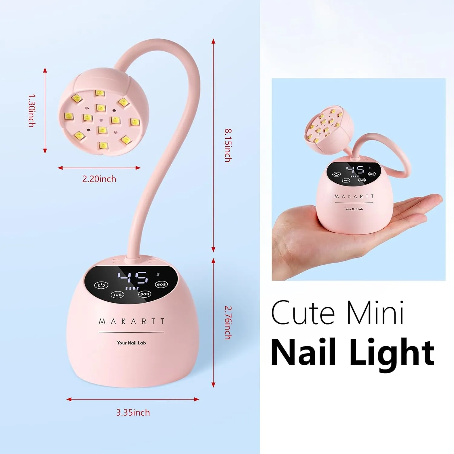 Makartt Gooseneck UV LED nagellampa 39W rosa
