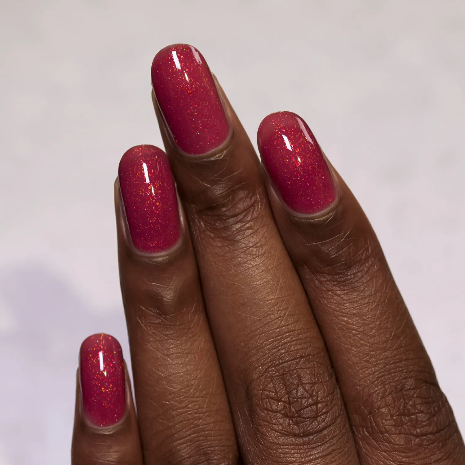 ILNP Cross My Heart nagellack röd holografisk jelly