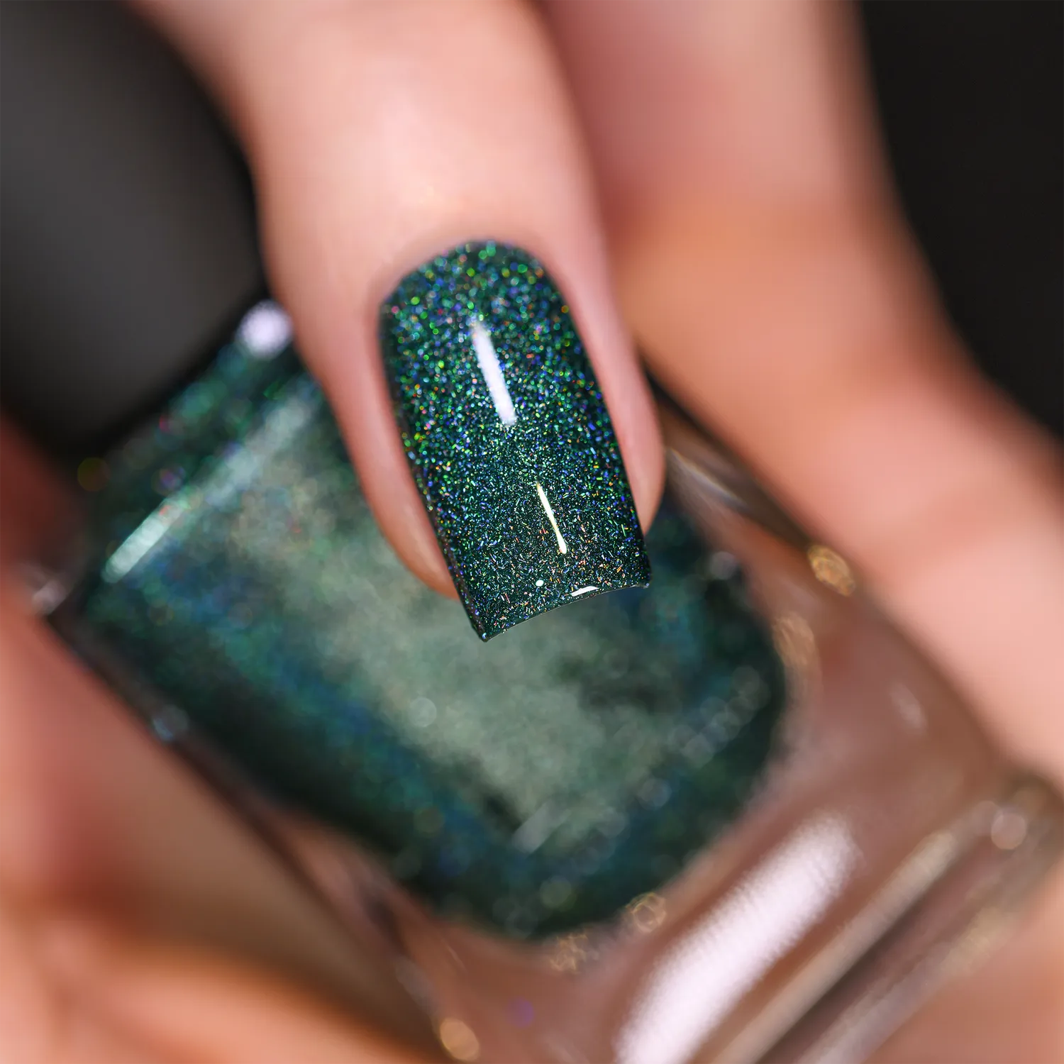 ILNP Park Ave nagellack djupt jadegrön holo