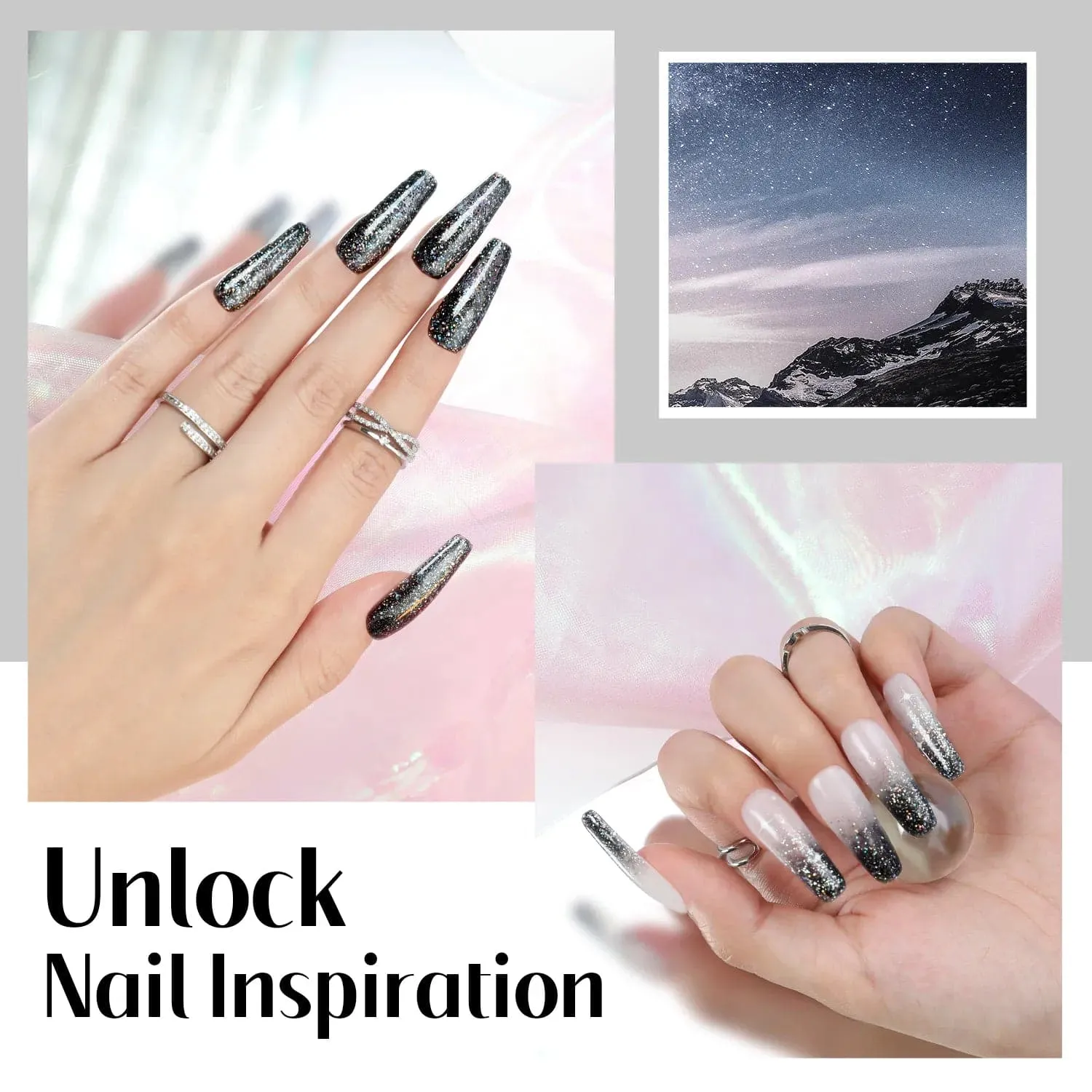 Modelones Inspire Gel Radiance gellack 15 ml svart glitter