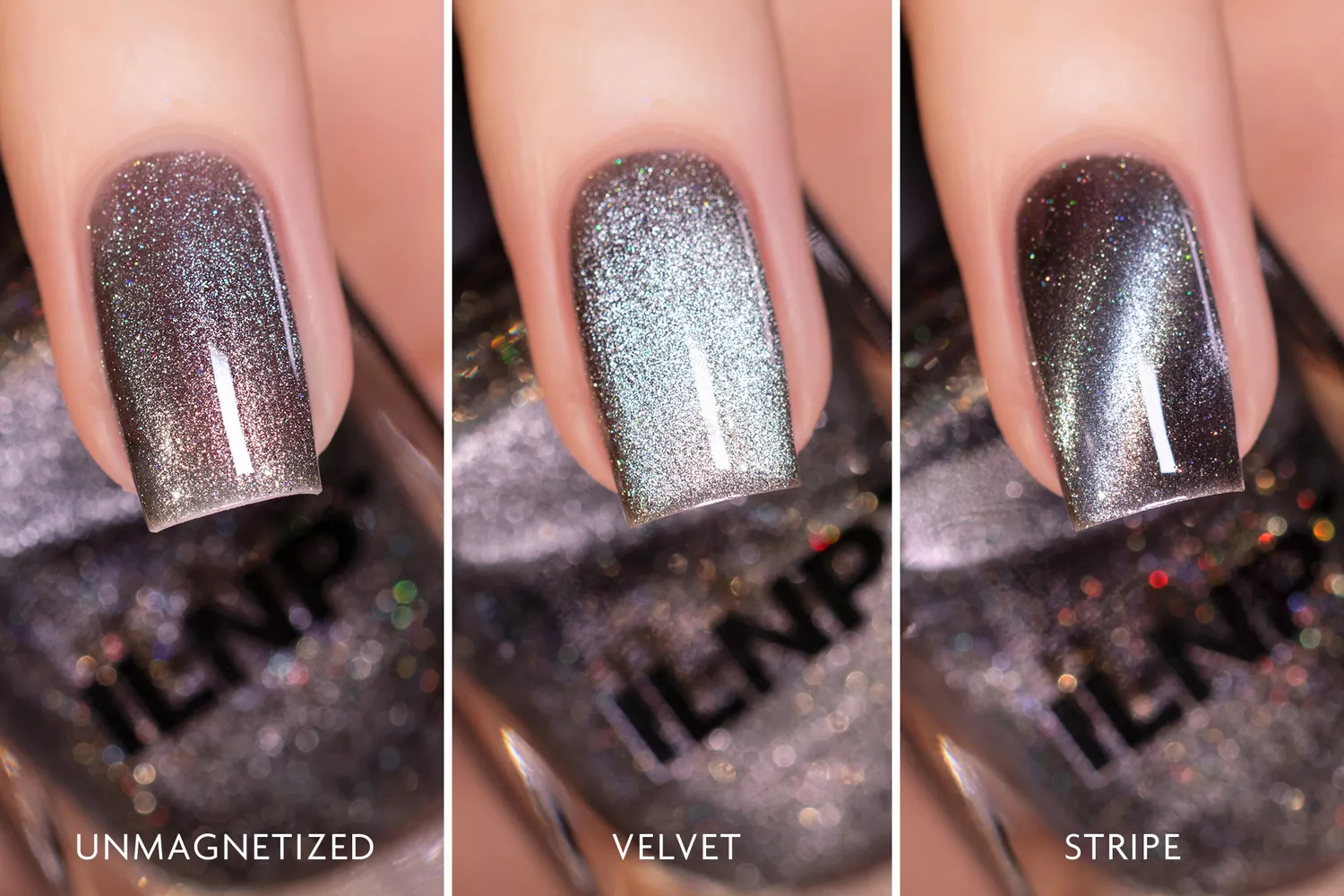 ILNP Moonlit nagellack kolgrå magnetisk silver