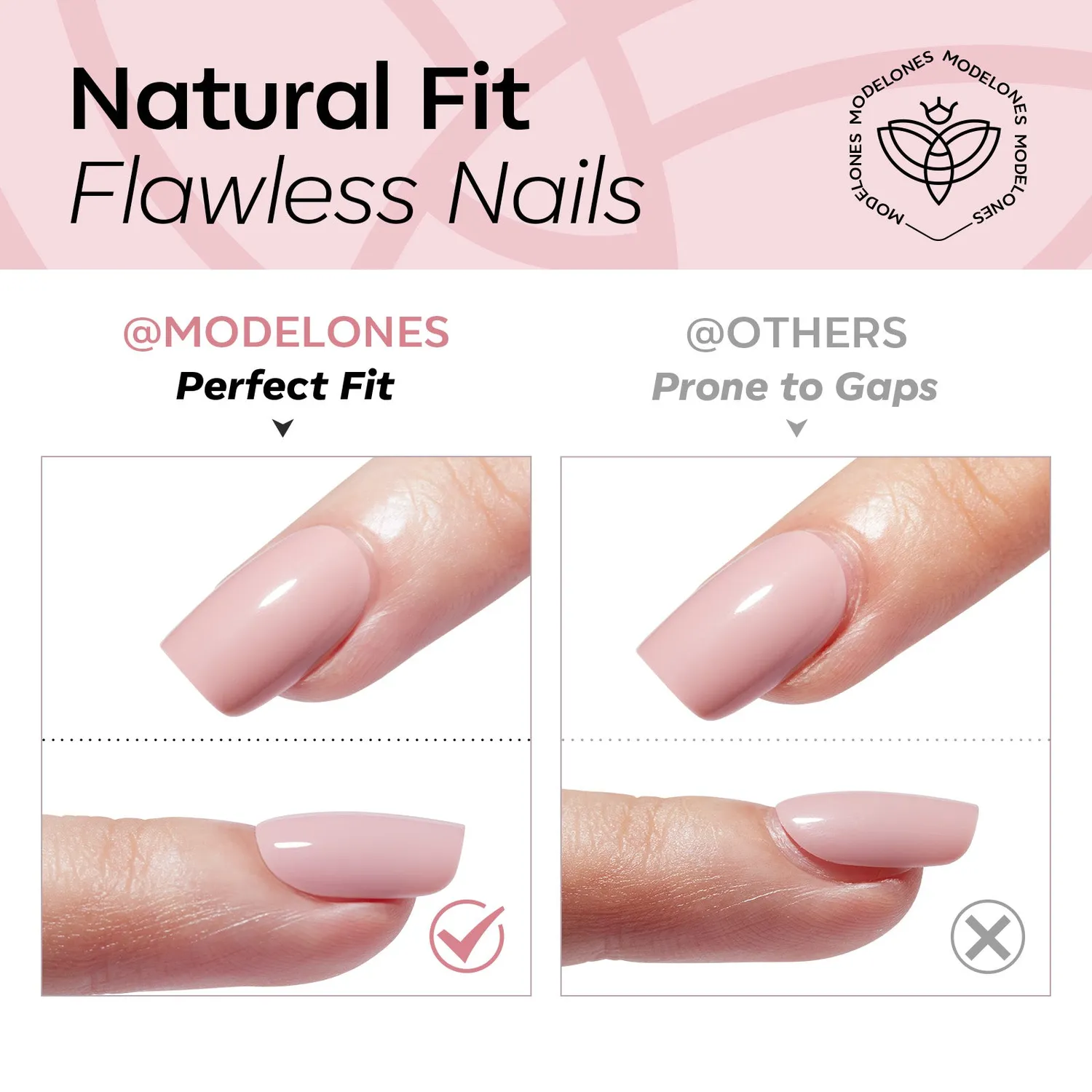 modelones Pink Milky Dots lösnaglar rosa prickig