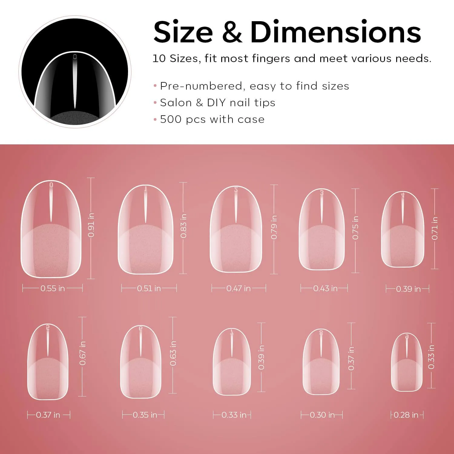Modelones Full Cover Medium Square nageltippar frostad