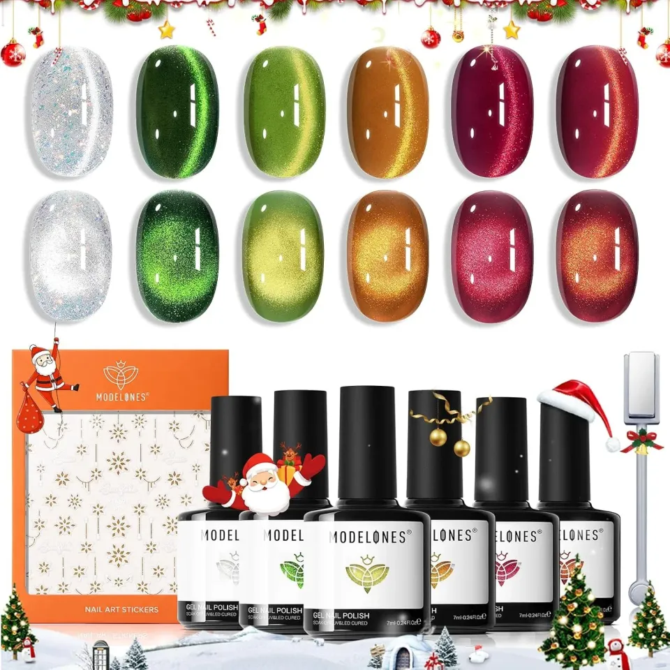 Modelones Christmas Cat Eye gellack 6-pack magnetisk jul