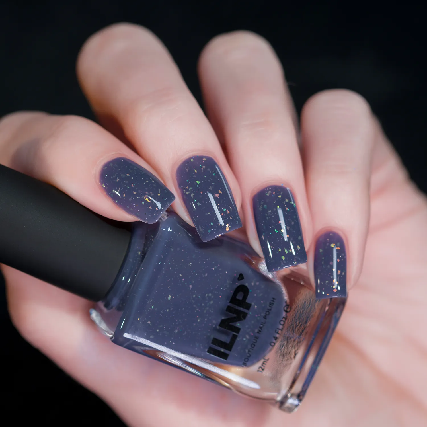 ILNP Starlight nagellack indigoblå flakie