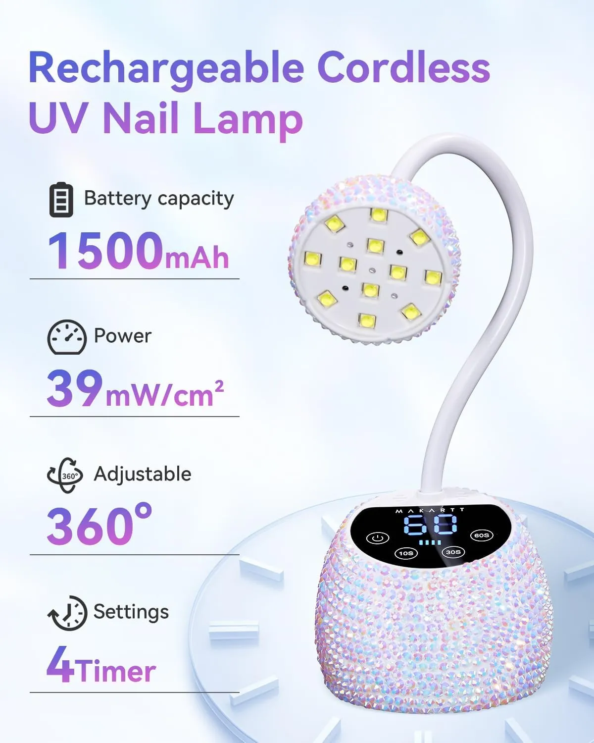 Makartt Gooseneck Flash Cure UV LED nagellampa