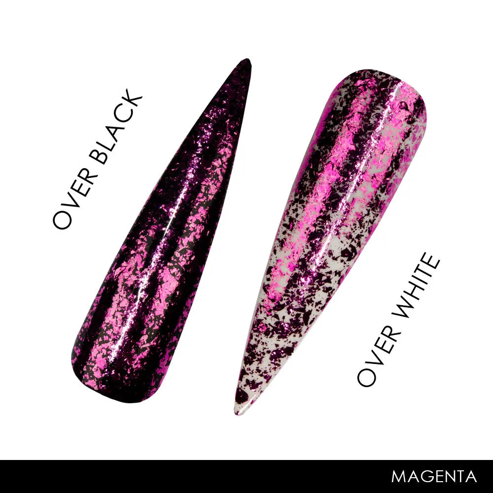 Iz Beauty Metallic Magenta Chrome Flakes nagelflagor rosa