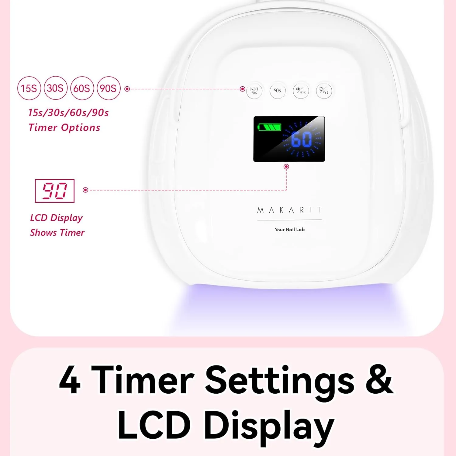 Makartt 30W UV-lampa med handtag vit snabbhärdande