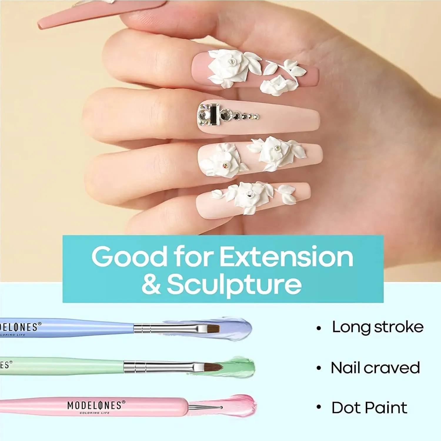 modelones Nail Art Liner penselset 6-pack tunn