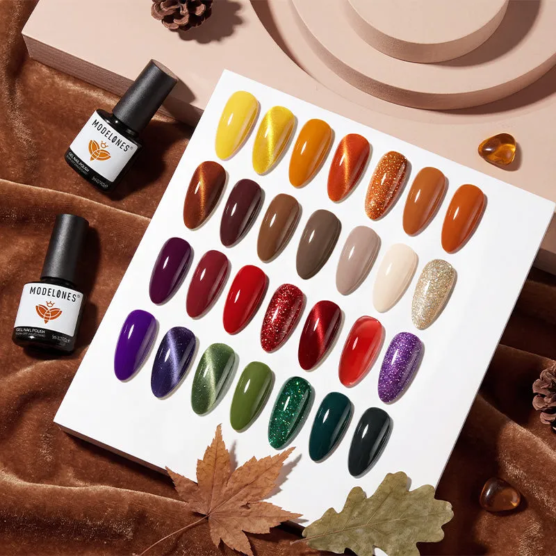 Modelones Golden Hour gellackkit brun grön lila kräm
