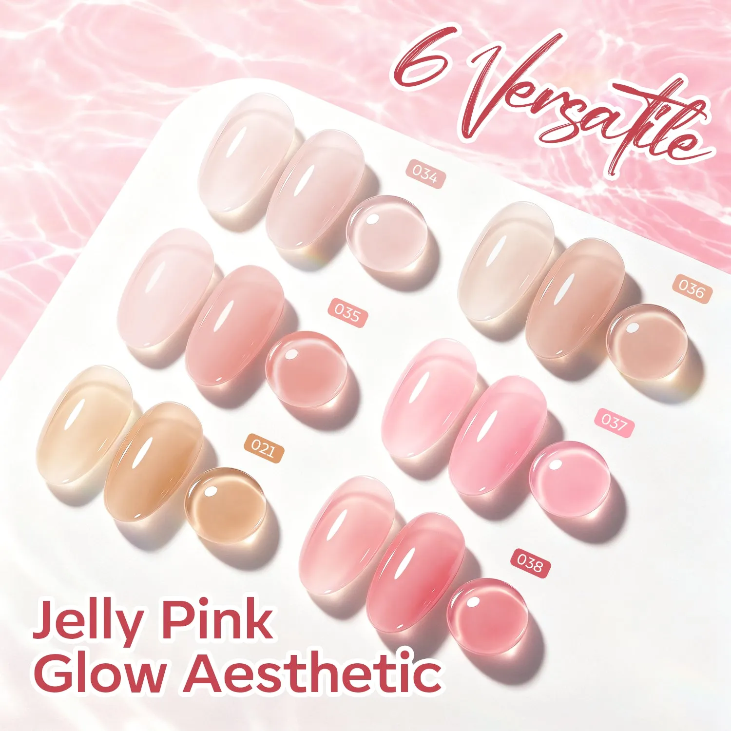 Modelones Peach Pink Rubber baslackset 6-pack 7 ml flexibel