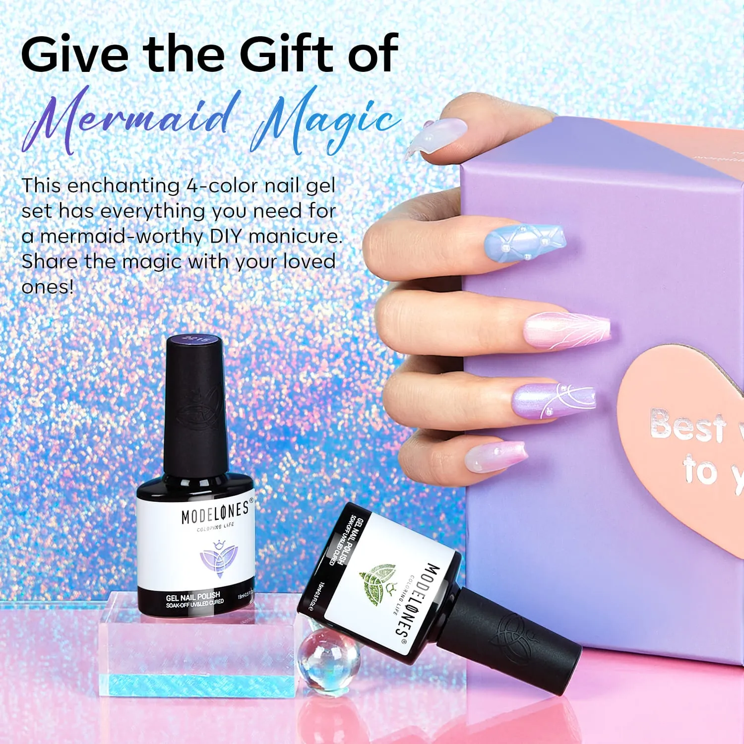 Modelones Mermaid Treasure gellackset 6-delar skimrande