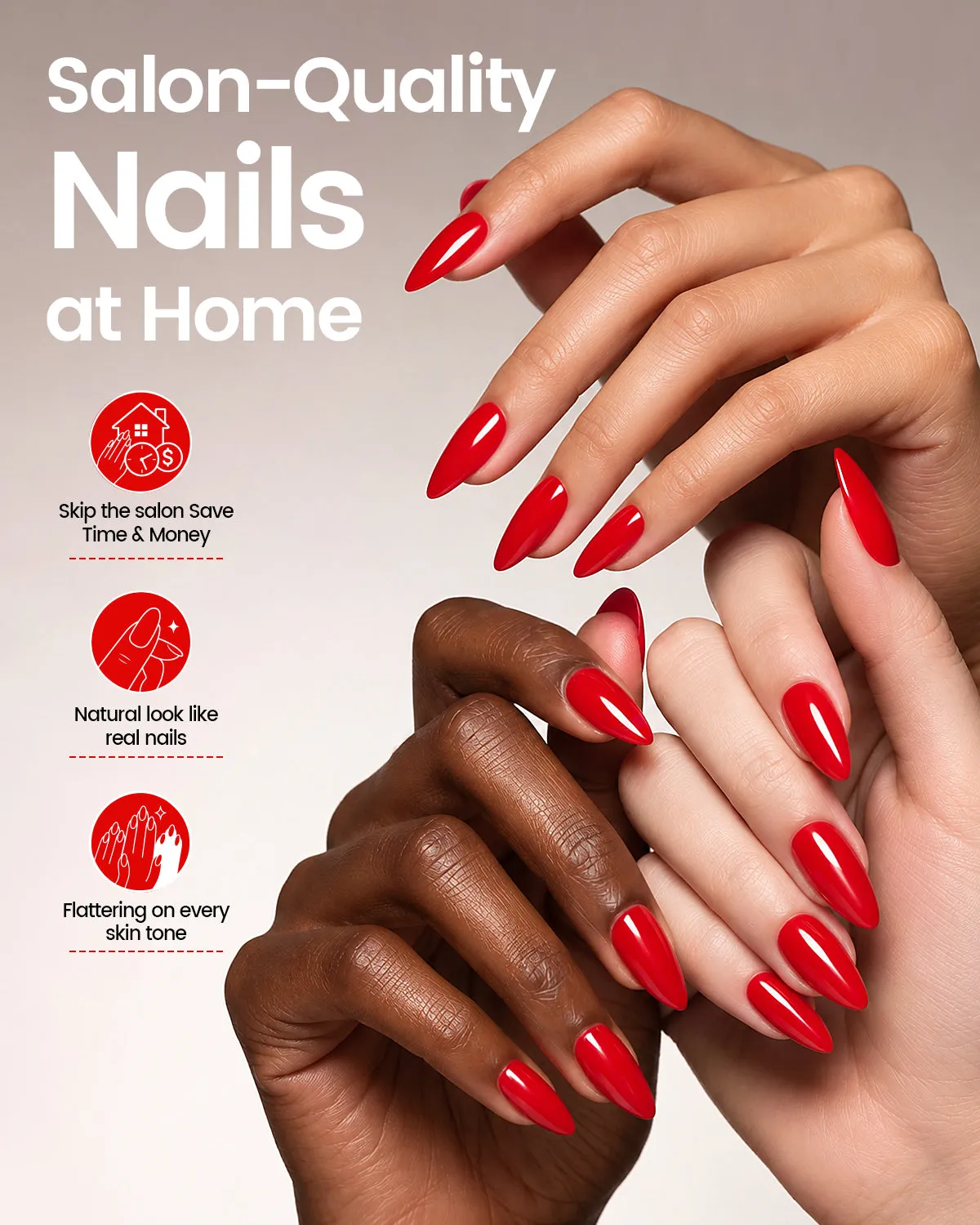 Makartt High Gloss Press On Nails Set lösnaglar Candy Apple