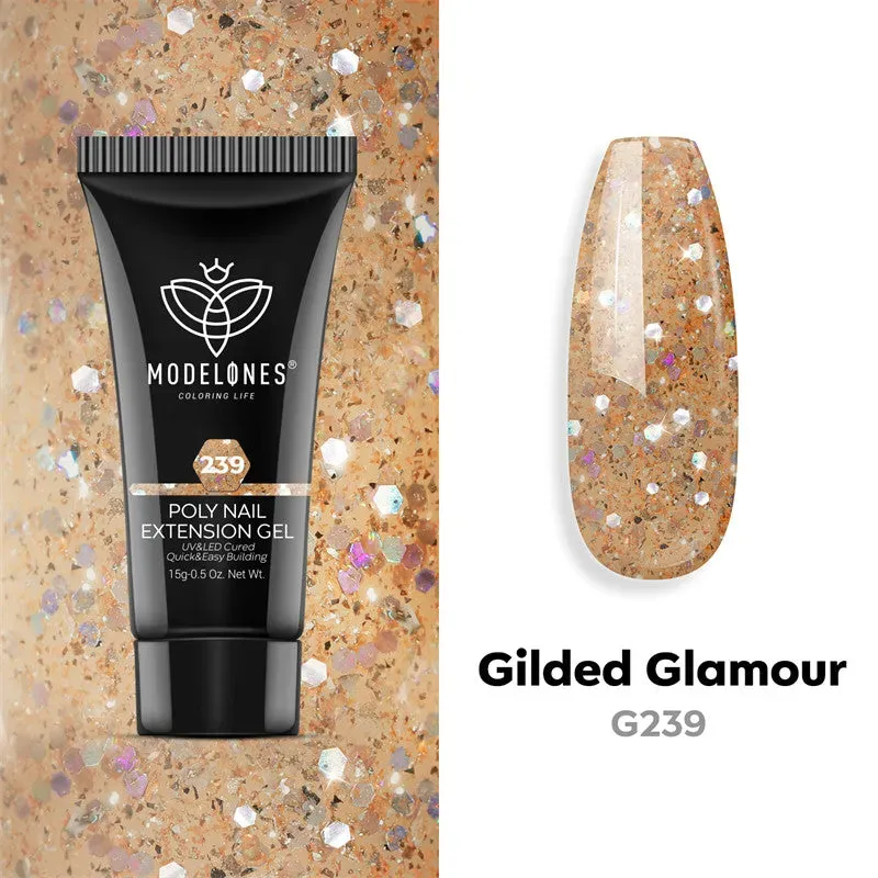 Modelones Gilded Glamour polygel 15g guldglitter