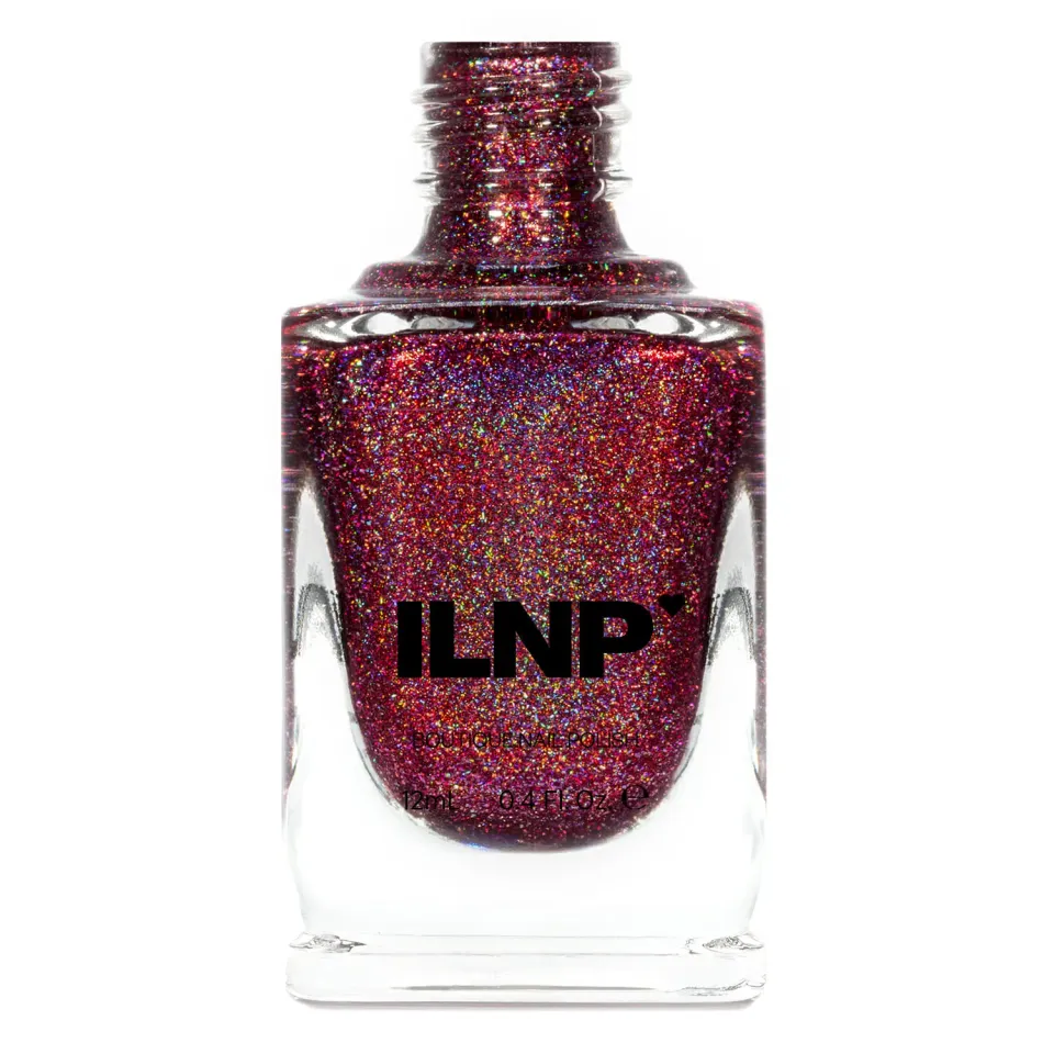 ILNP Manhattan Broadway nagellack vinrött holo