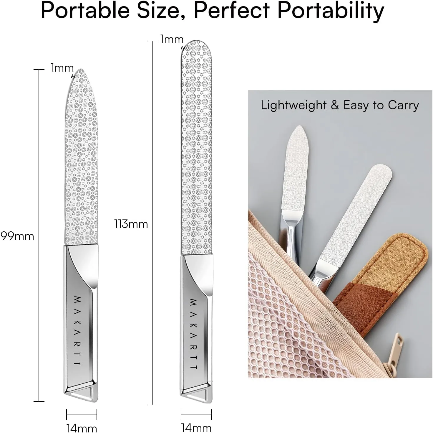 Makartt Metal Nail File metallnagelfilar 2-pack