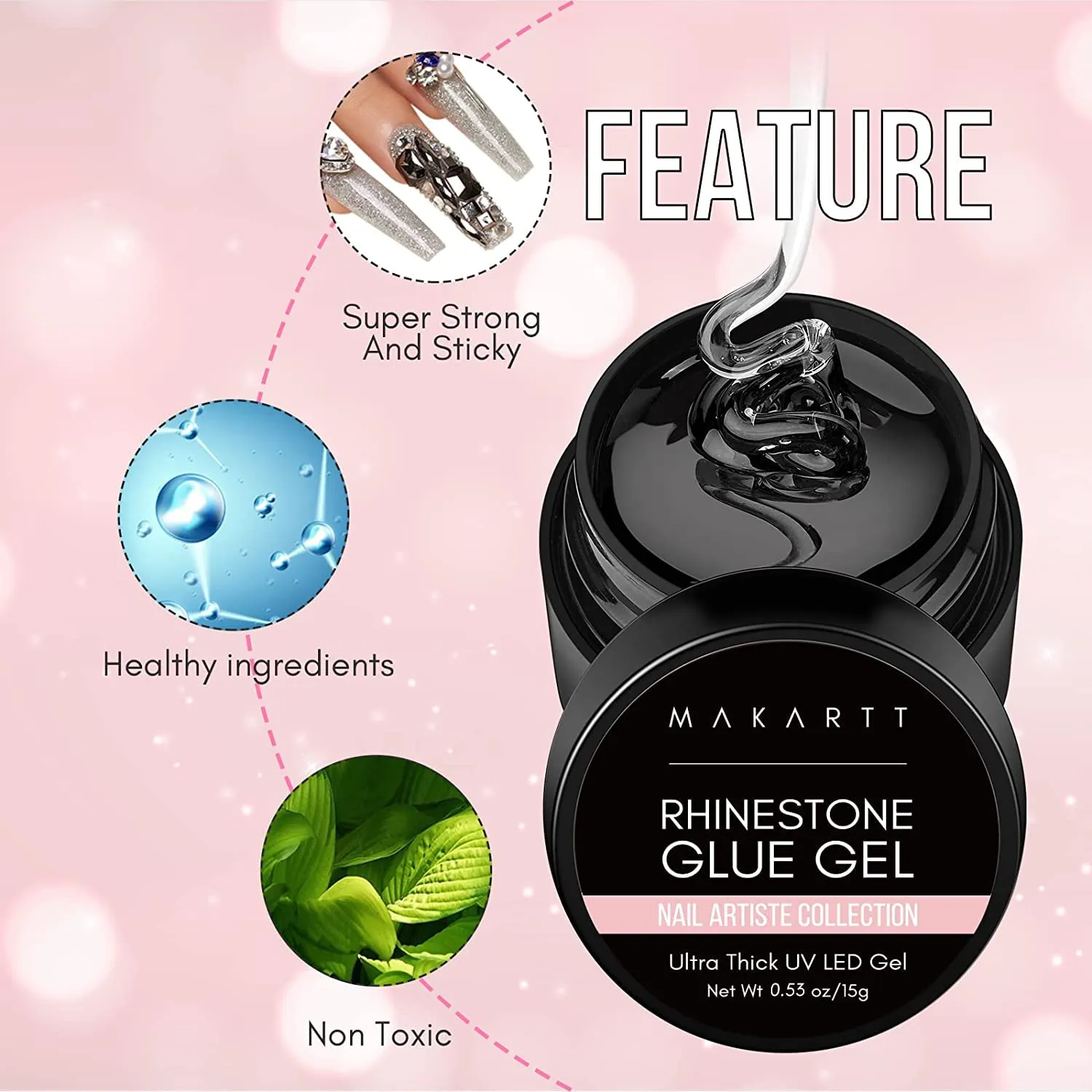 Makartt Rhinestone Glue nagellim med pensel 15g