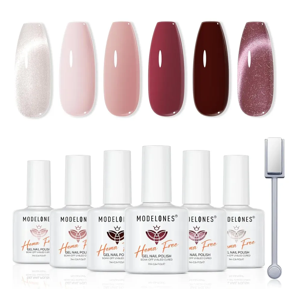 modelones Purple gellack set 6-pack lila nude hållbart
