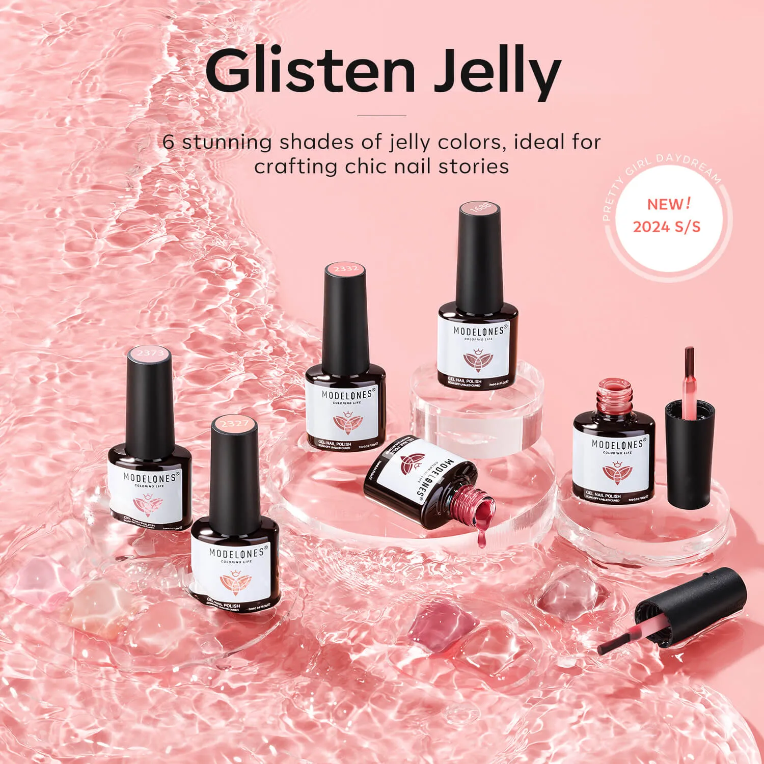 Modelones Glisten Jelly gellacksset 6 färger nude rosa