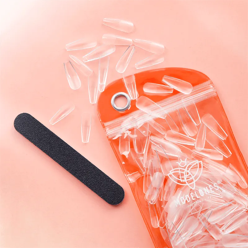 Modelones Coffin lösnaglar semi-frosted 200-pack medium