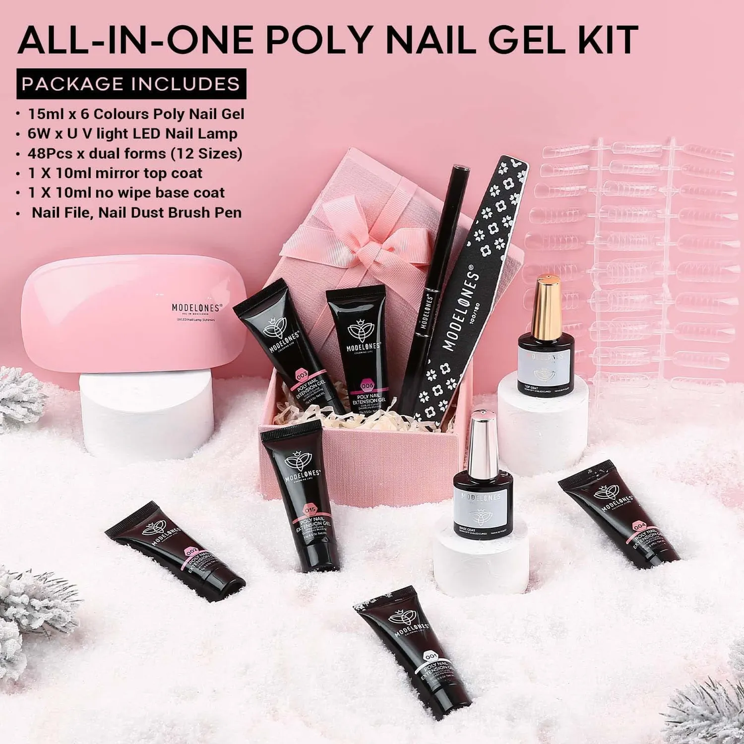 modelones Dry Rose polygel kit 6 färger