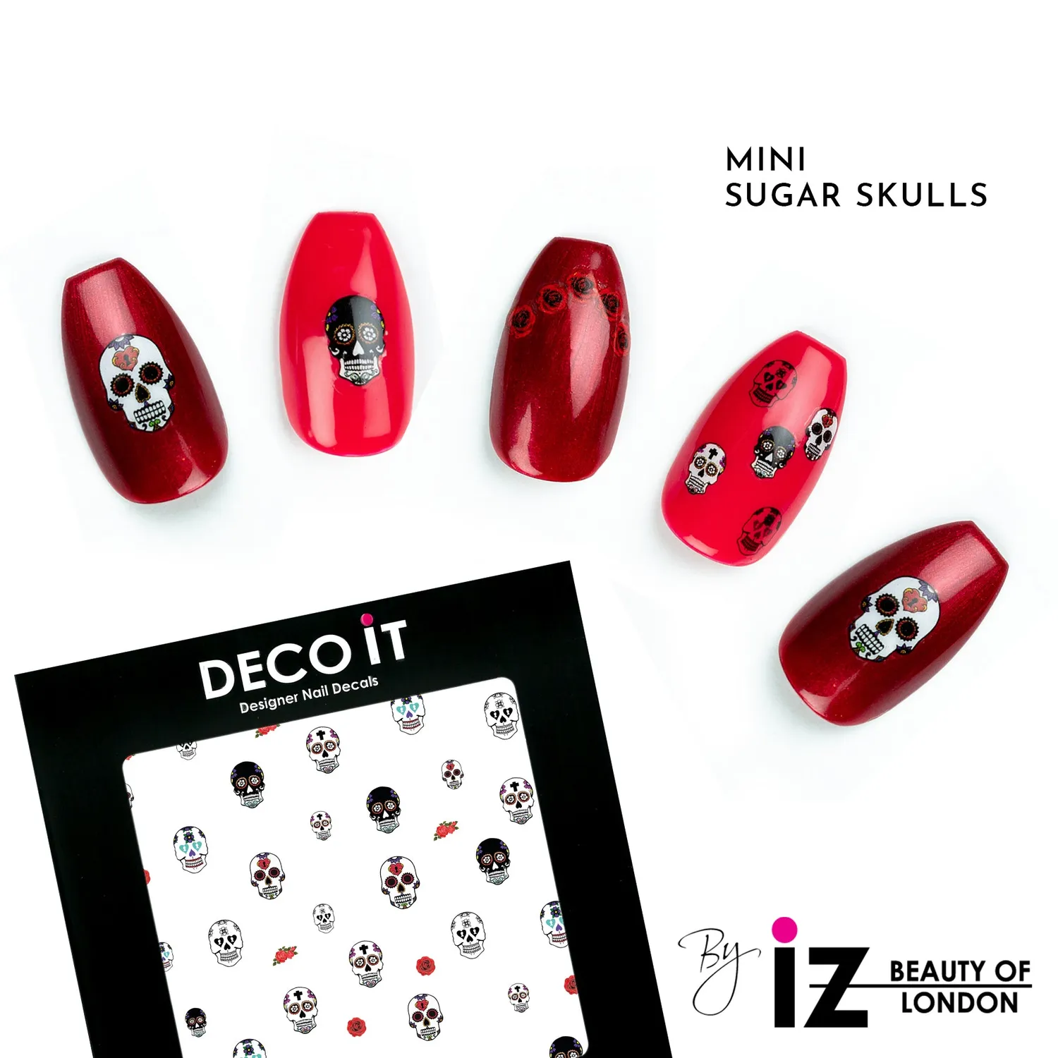 Iz Beauty Sugar Skulls Mini nageldekalar 30-pack färgglada