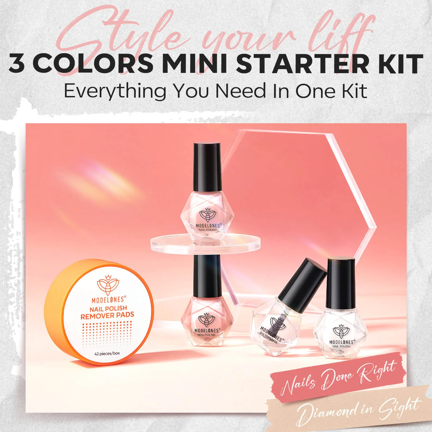 modelones Gossip nagellack 6-pack nude rosa skimrande