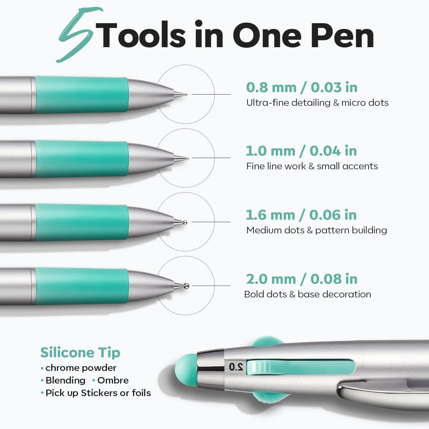 Modelones 5-i-1 dotting tool nagelpenna silikon