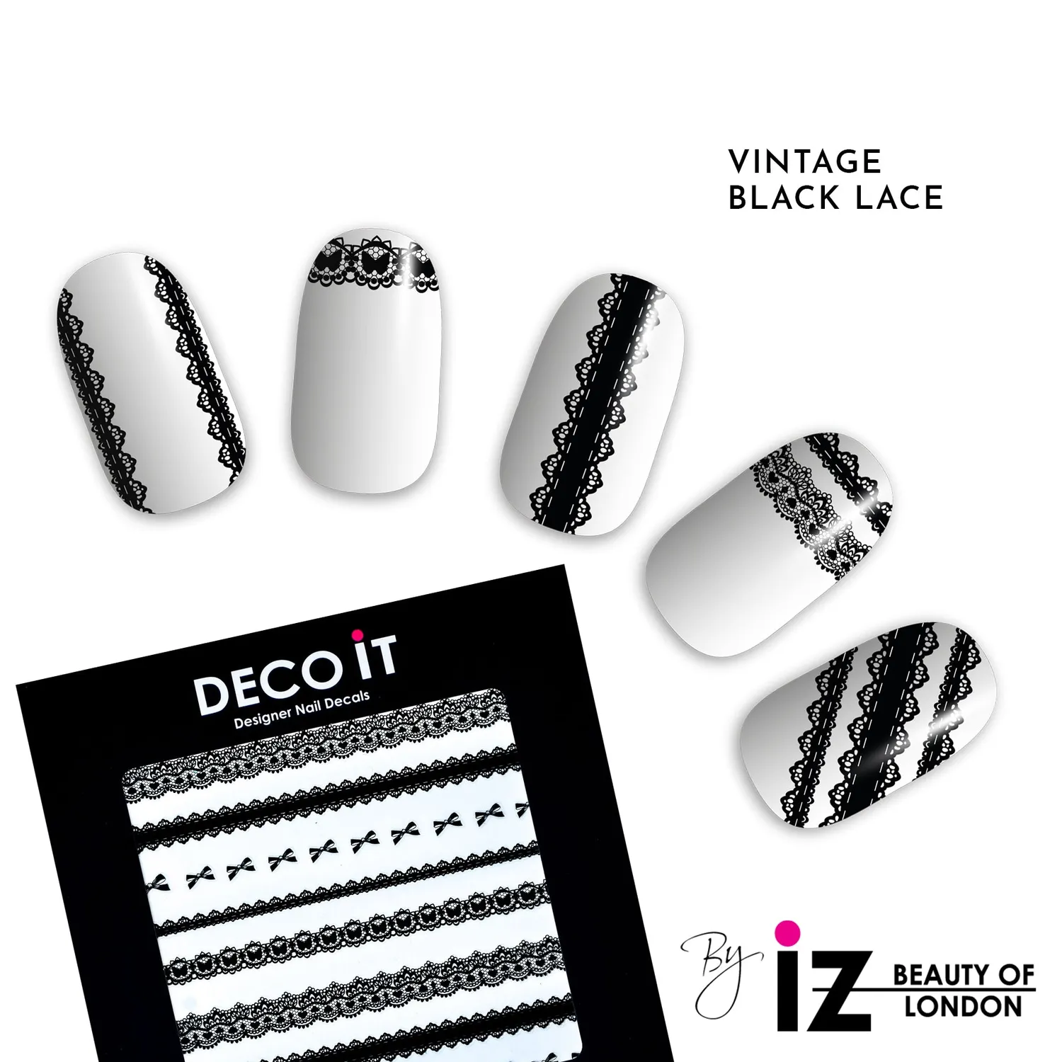 Iz Beauty Vintage Black Lace nageldekaler mini svart