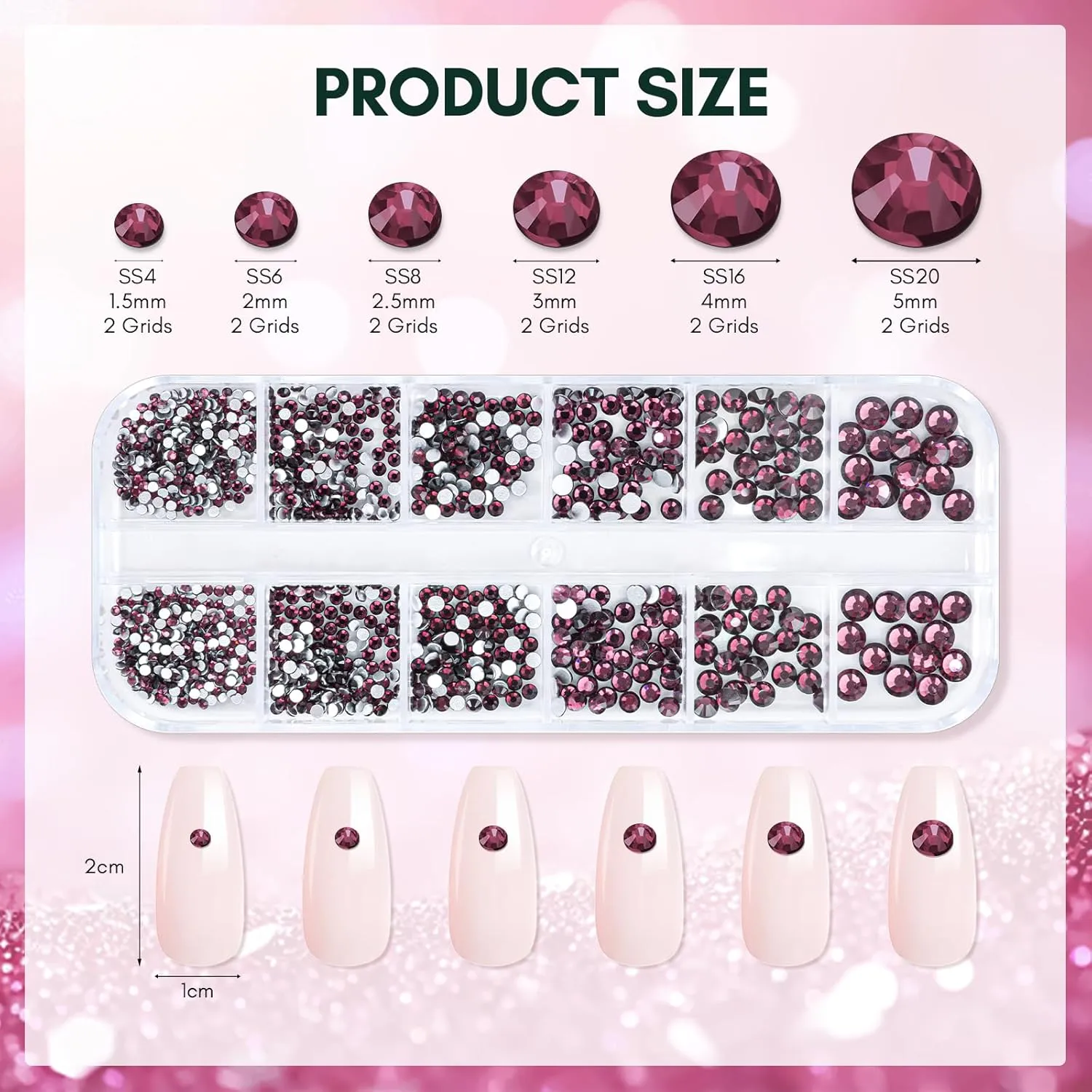 Makartt Nail Decoration Rhinestone Set nagelstenar svart lila