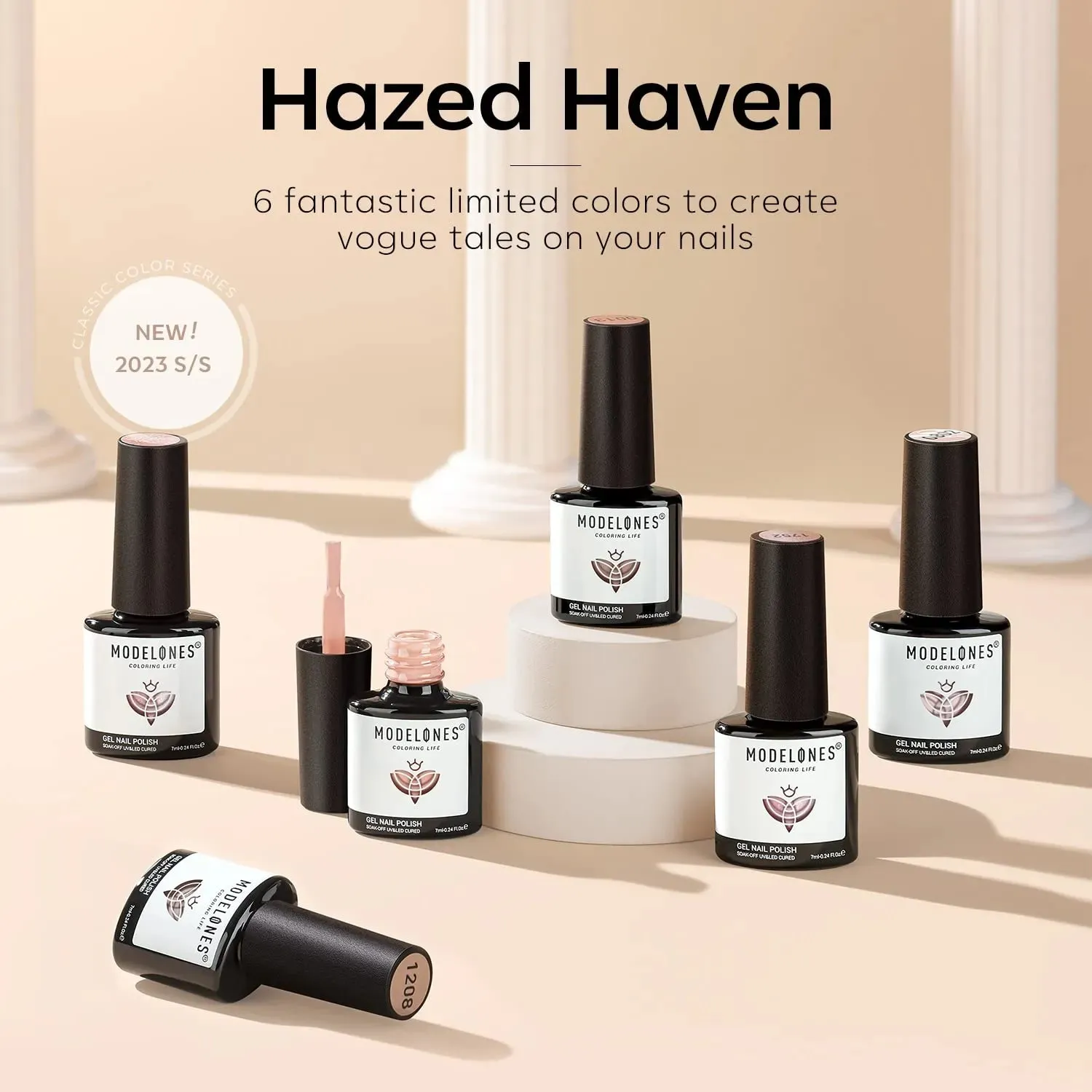 modelones Hazed Haven gellack set 6 färger nude
