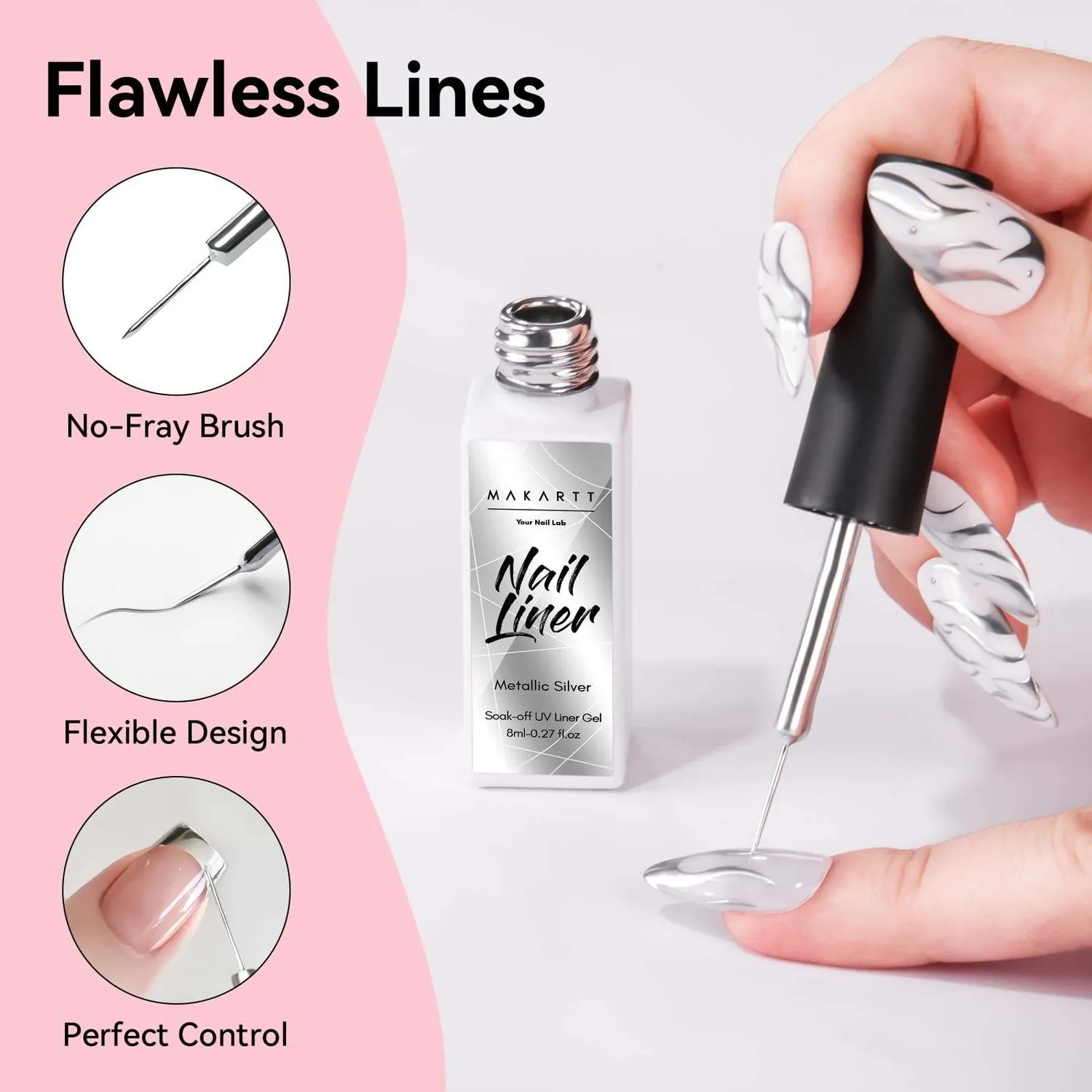 Makartt Gel Liner nagellack Black White kit
