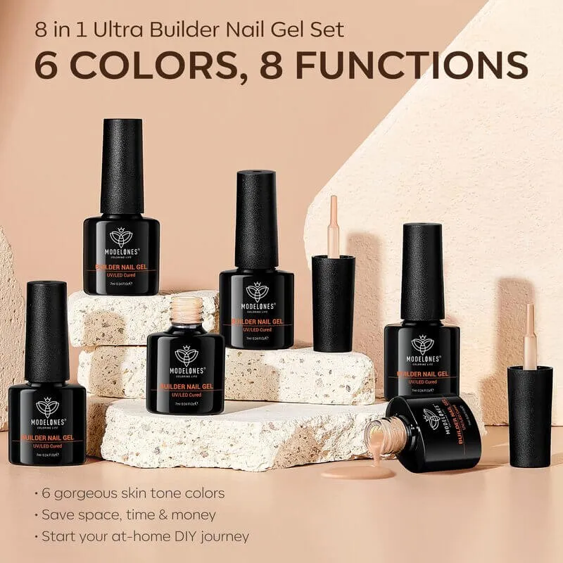Modelones Builder Gel Skin Tone nagelgel set 6x7ml nude