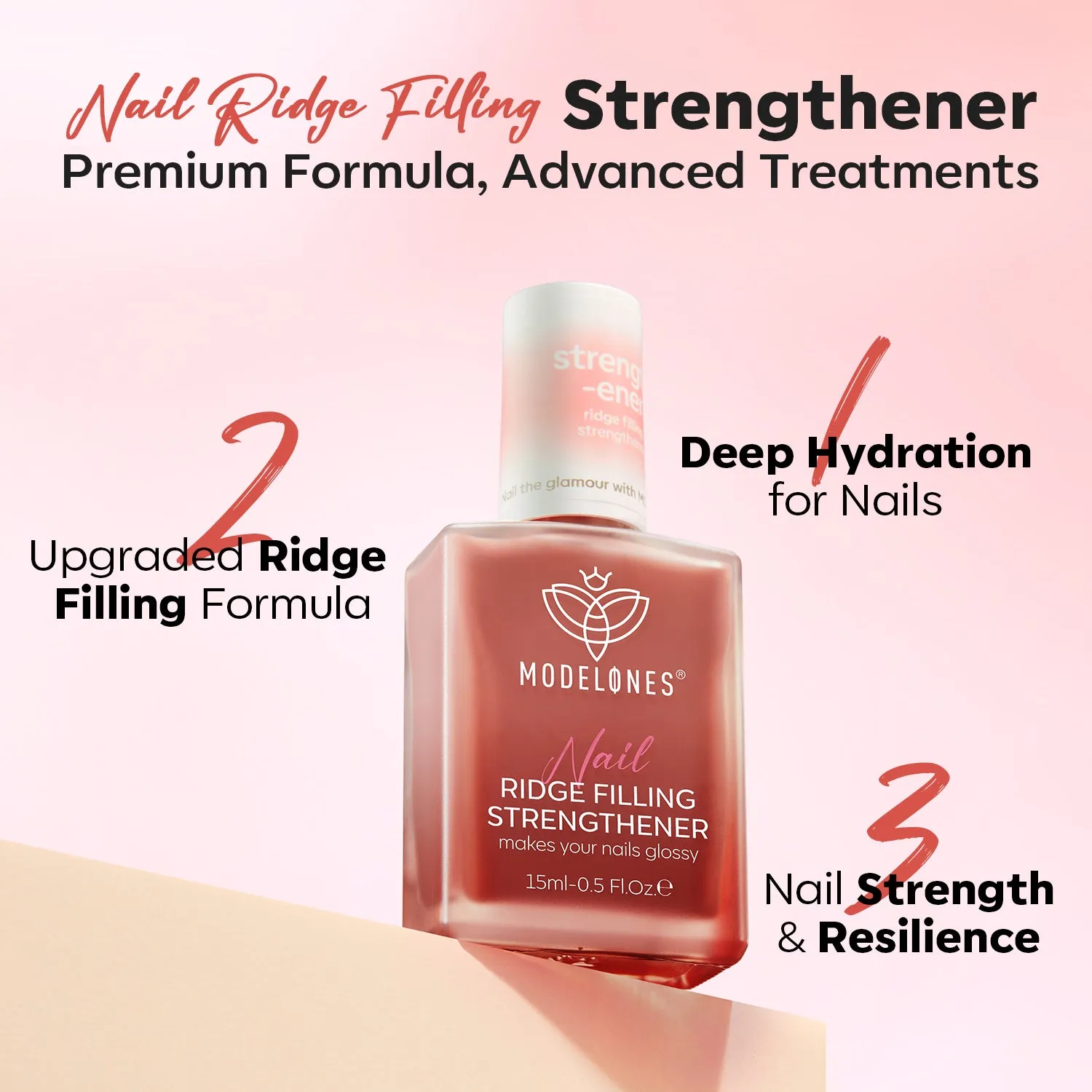 Modelones Nail Care nagelstärkare Warm Pink för sköra naglar