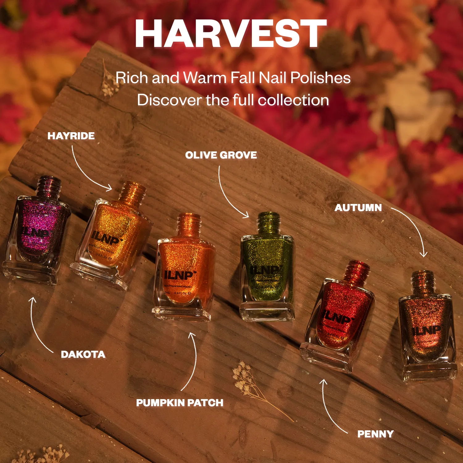 ILNP Hayride nagellack gyllengul gnistrande