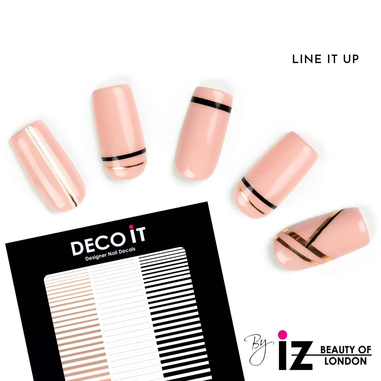 Iz Beauty Line It Up nageldekaler roseguld metallic 70-pack