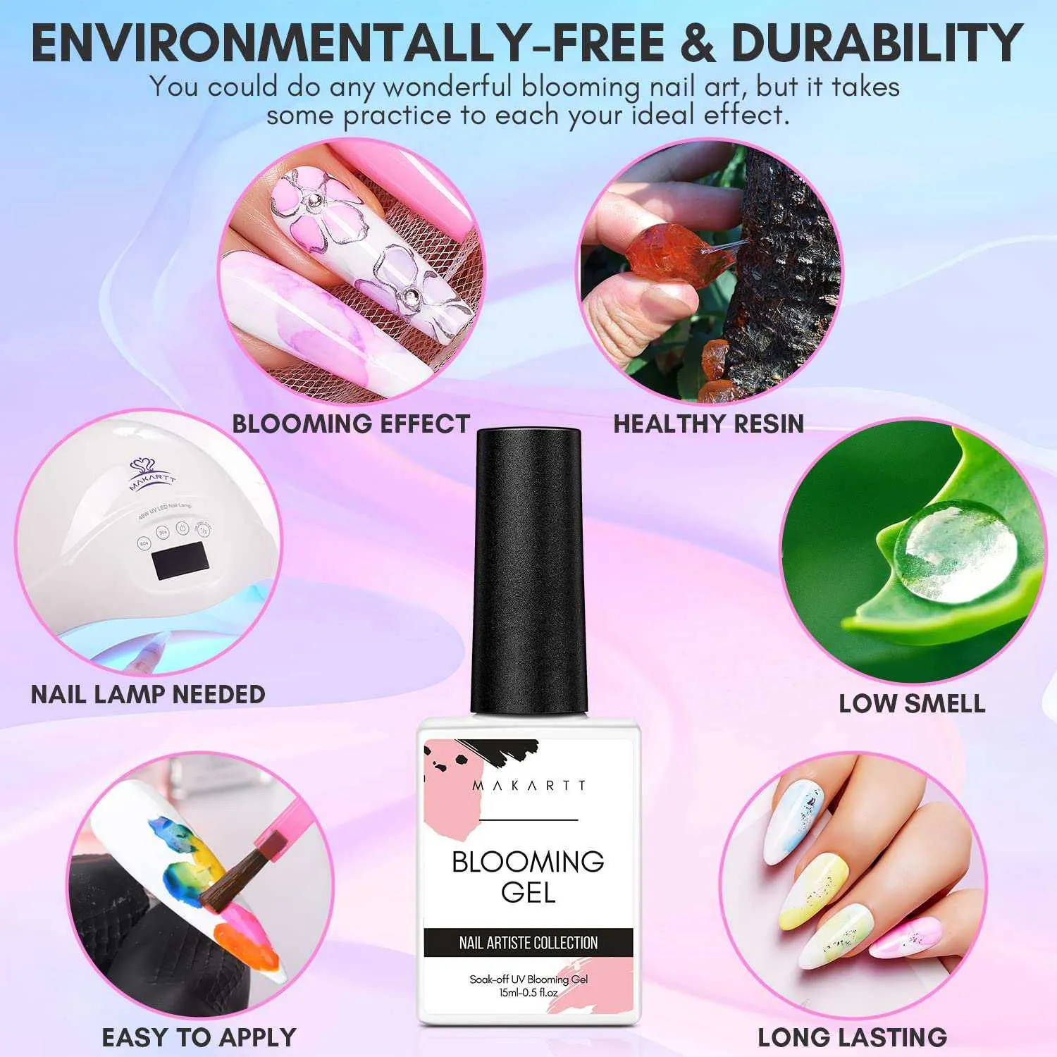 Makartt Blooming Gel Polish 15ML gellack marmor transparent
