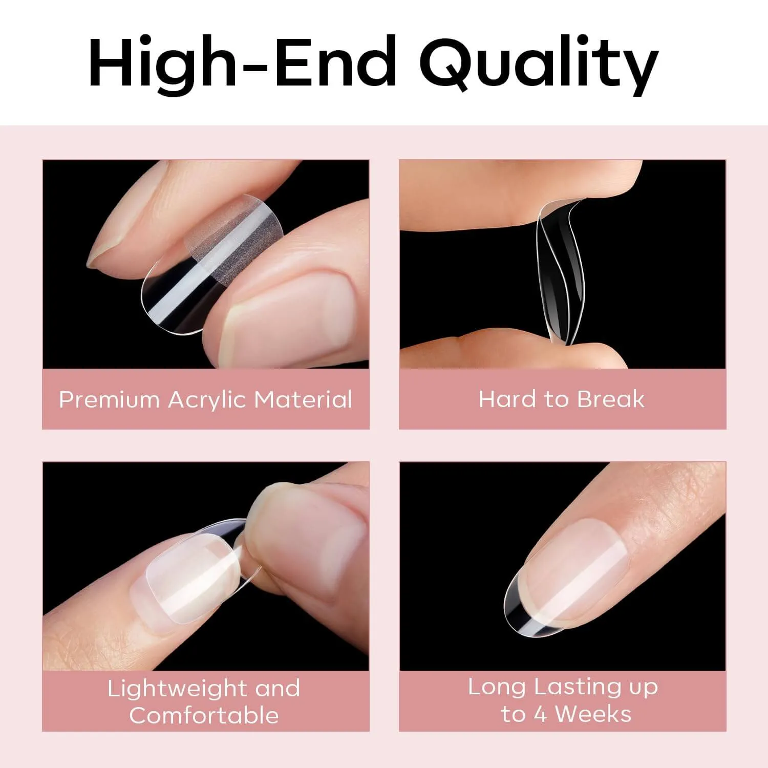 Modelones Full Cover Medium Square nageltippar frostad