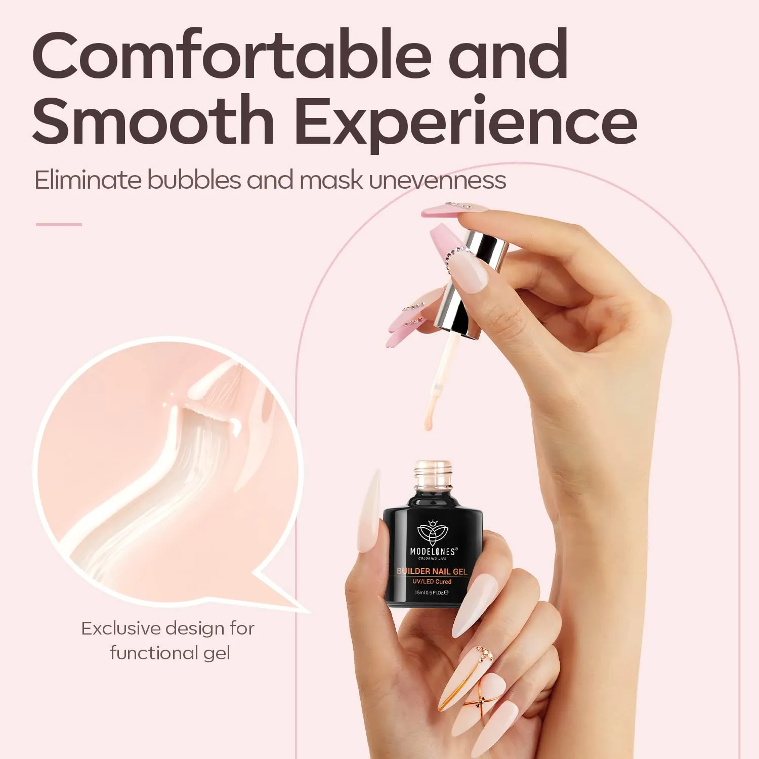 Modelones Builder nagelgel nude pink 15ml 8-i-1