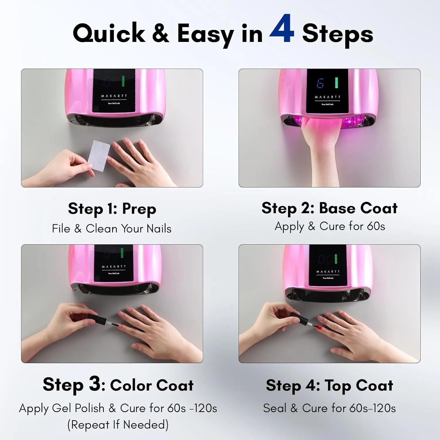 Makartt UV LED nagellampa Gradient Pink snabbhärdande