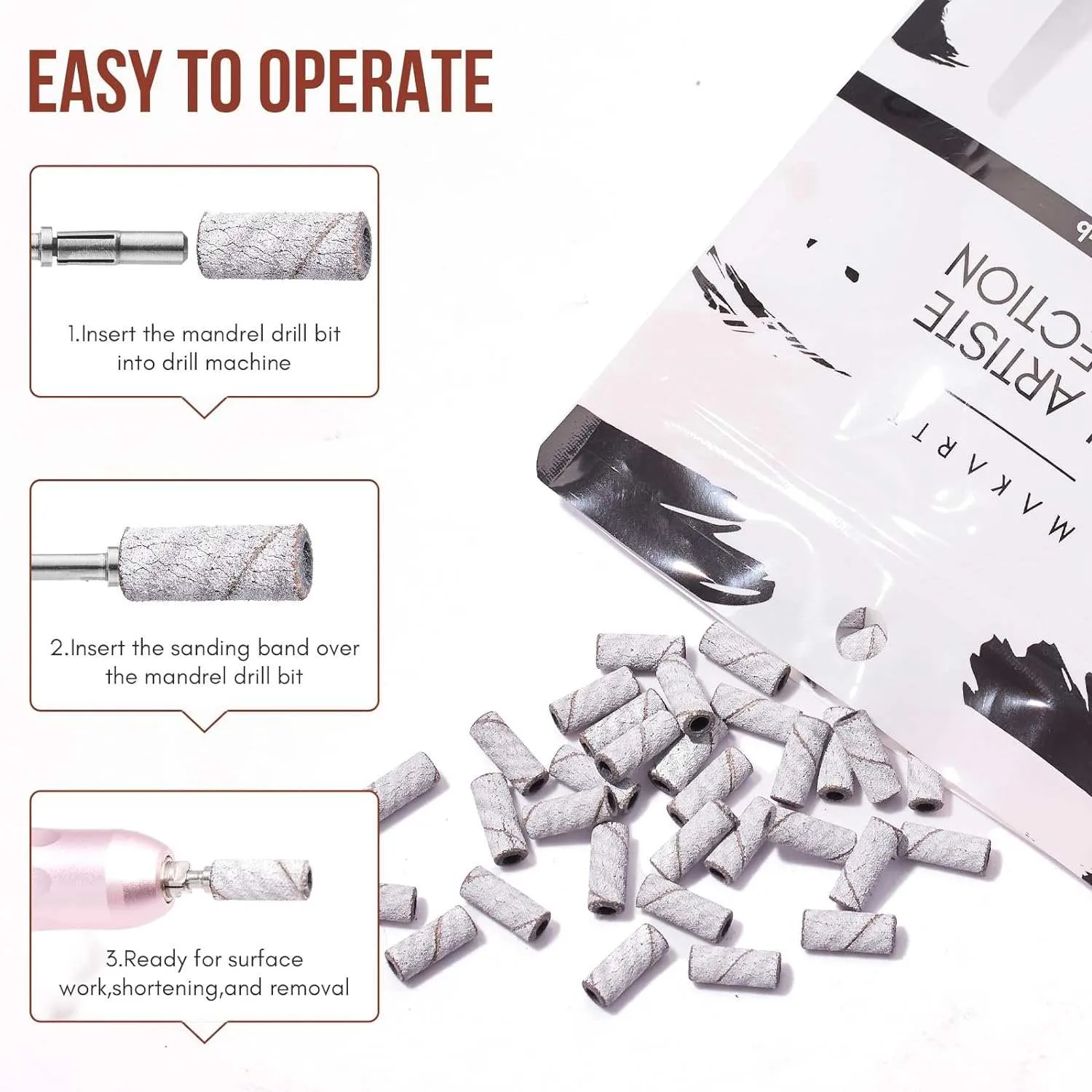 Makartt slipband #180 vita 50-pack nagelslip