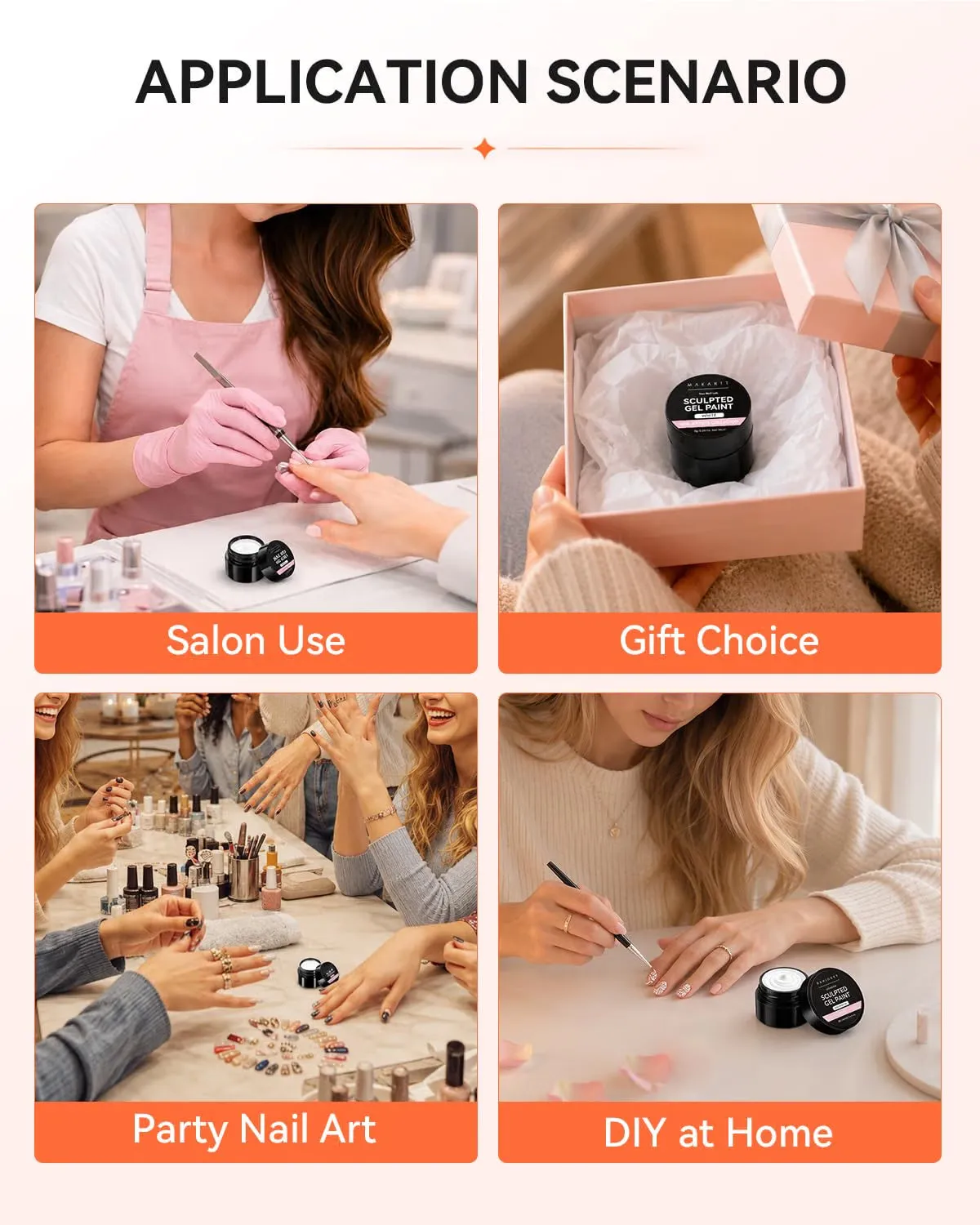 Makartt 3D Gel nail art gel vit skulpterbar