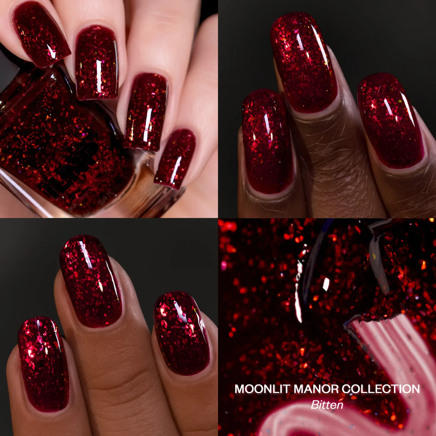 ILNP Moonlit Manor Bitten nagellack blodröd shimmer