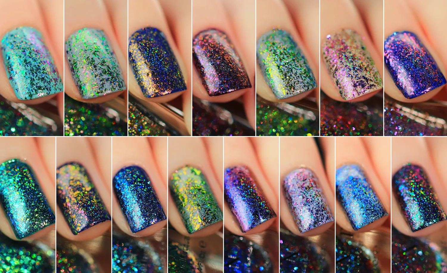 ILNP Holographic Ultra Chrome Flakies nagellacksset 15-pack