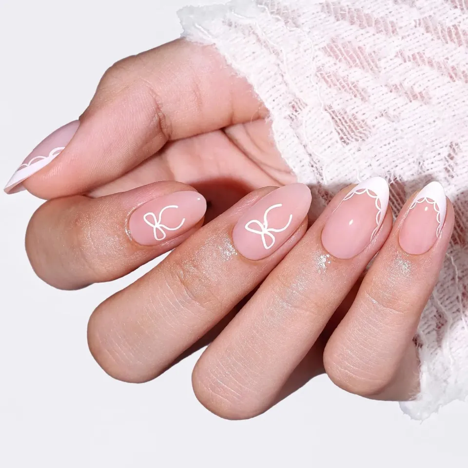 modelones lösnaglar short almond french rosett 32 st
